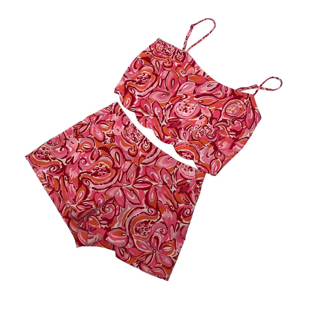 Lilly Pulitzer Pink & Red Floral Two-Piece Skirt Set